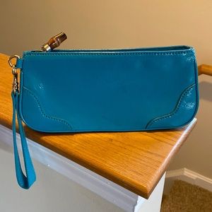 Talbots turquoise colored leather wristlet